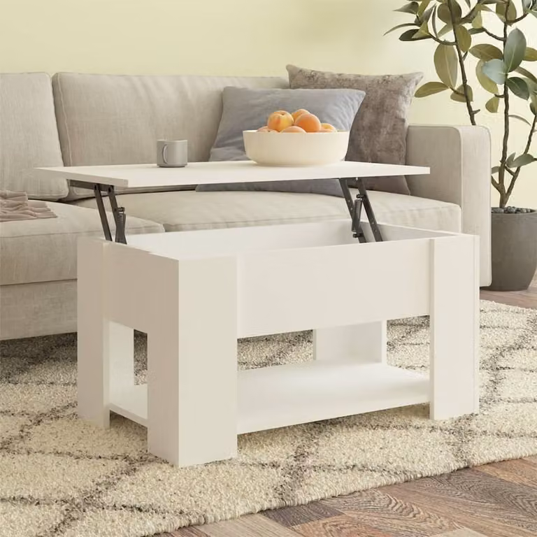Tavolino The Living Store bianco 79x49x41 cm in materiale ligneo