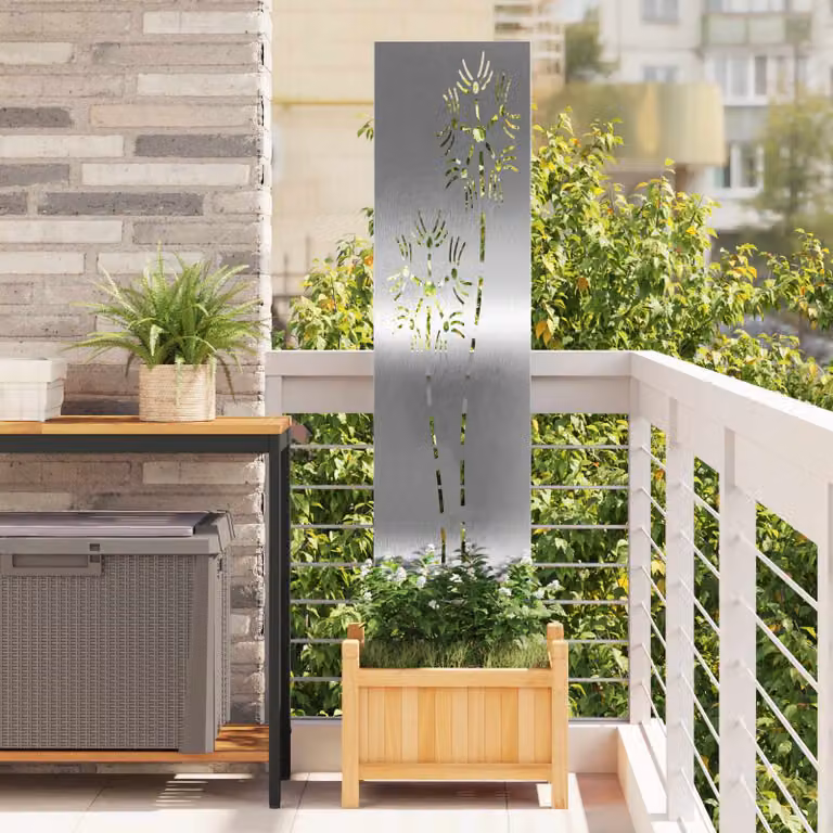 Paravent per privacy in giardino vidaXL in acciaio inossidabile argento, L: 140 cm, H: 170 cm