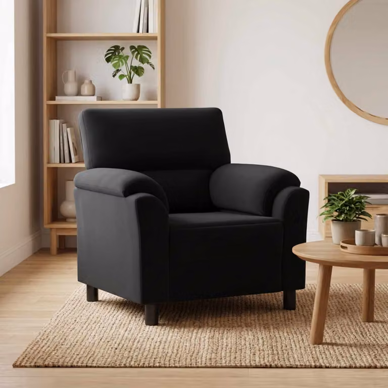 Divano moderno vidaXL in velluto nero L: 94 cm, P: 85 cm, H: 93 cm