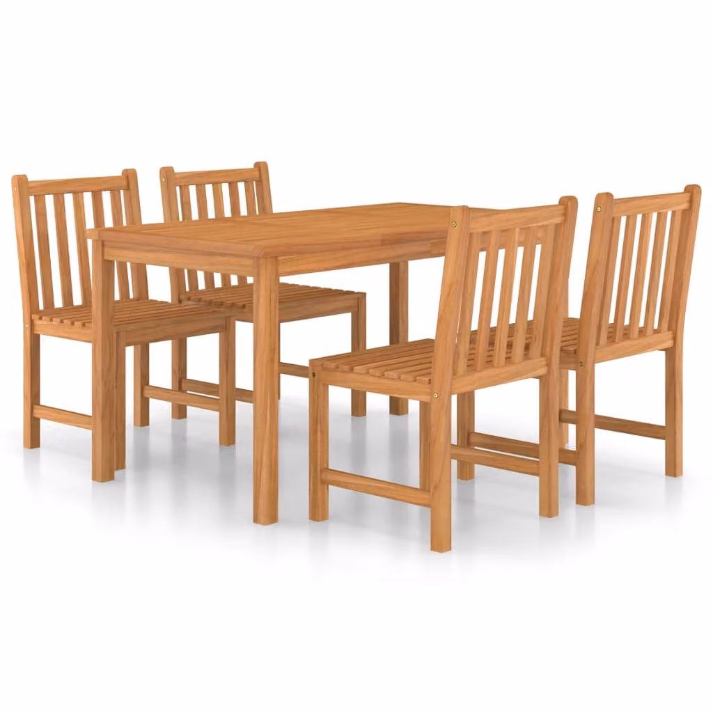 Set da pranzo da giardino 5 pz 140x80 cm in legno massello di teak