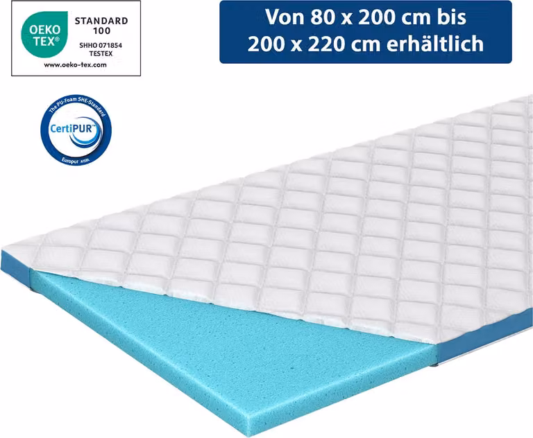 Genius Eazzzy Topper Trend Cloud 90x200, altezza 6 cm, Öko-TEX, coprimaterasso ortopedico in schiuma di gel memory per materasso e letto boxspring
