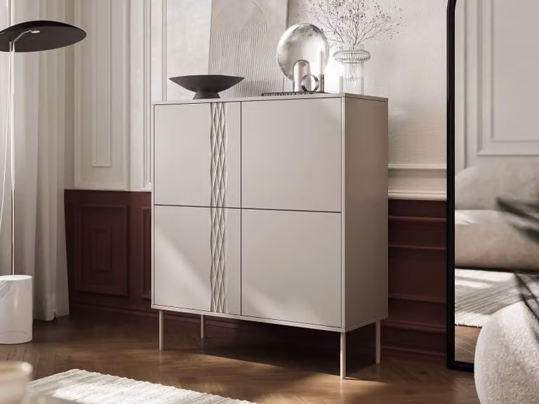 HARTSELE cassettiera stretta con ante - beige