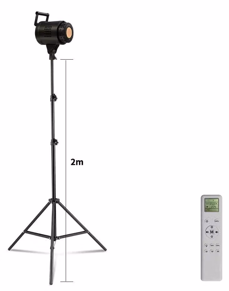 Kit di illuminazione per fotografia, con treppiede regolabile, illuminazione a due colori, e treppiede da 2 metri