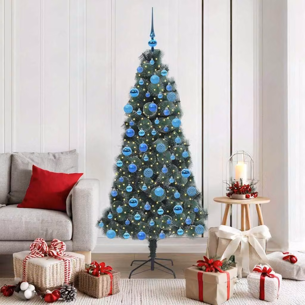 Maison Exclusive - Albero di Natale artificiale illuminato con set di palline verdi
