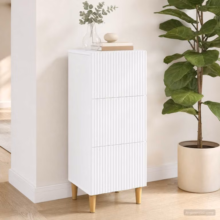 Carrello mobile con cassetti vidaXL bianco con ruote L/P/H: 33 x 34,5 x 90 cm