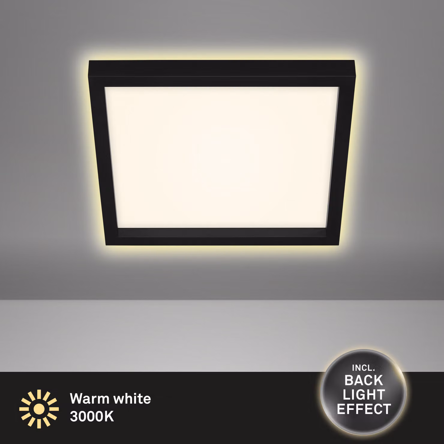 Plafoniera Briloner LED 18W effetto retroilluminazione nero Lampada da soffitto