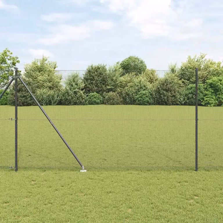 Recinzione in rete saldata con punte vidaXL in acciaio e PVC, Grigio, L: 25 m, H: 1,5 m